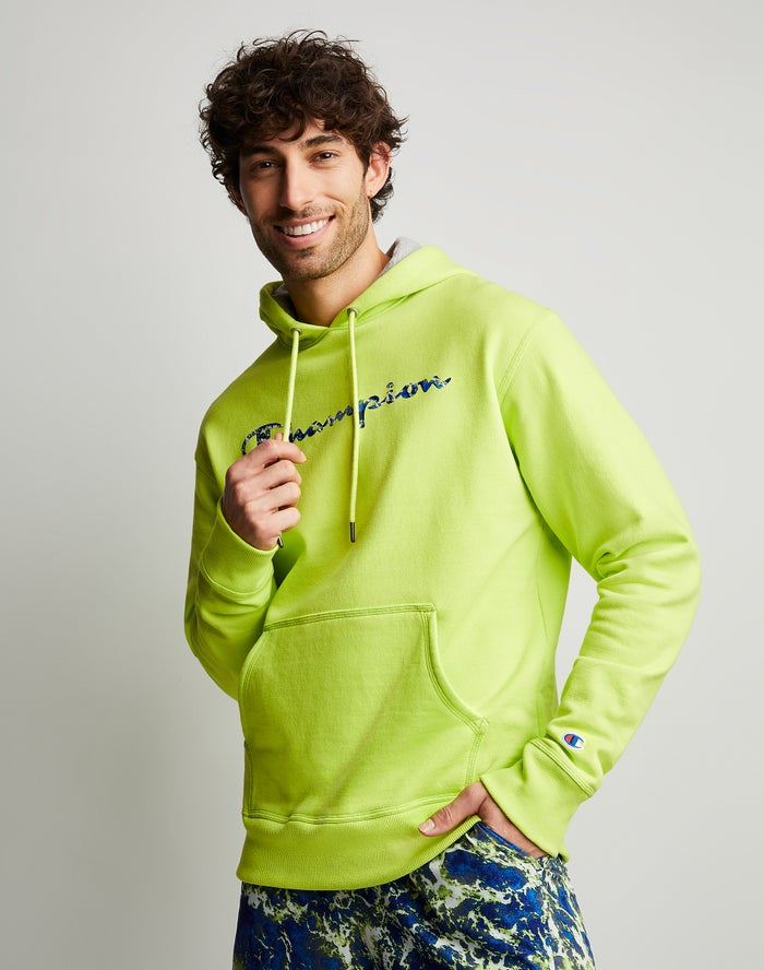 Champion Hoodie Heren - Groen - Powerblend Fleece Chasing Waves ( 240596-RFU )